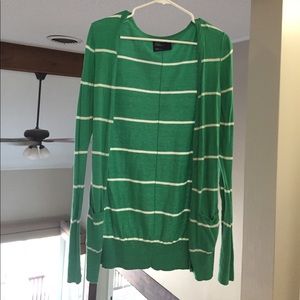 Green and white stripe cardigan